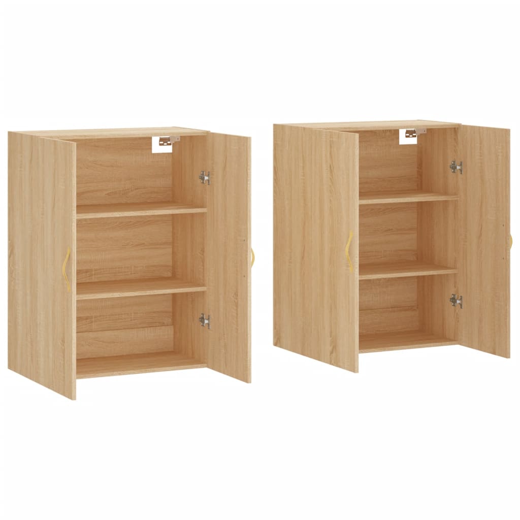 Dulapuri montate pe perete, 2 buc, stejar sonoma, 69,5x34x90 cm, model auriu model frunză — imaginea 4