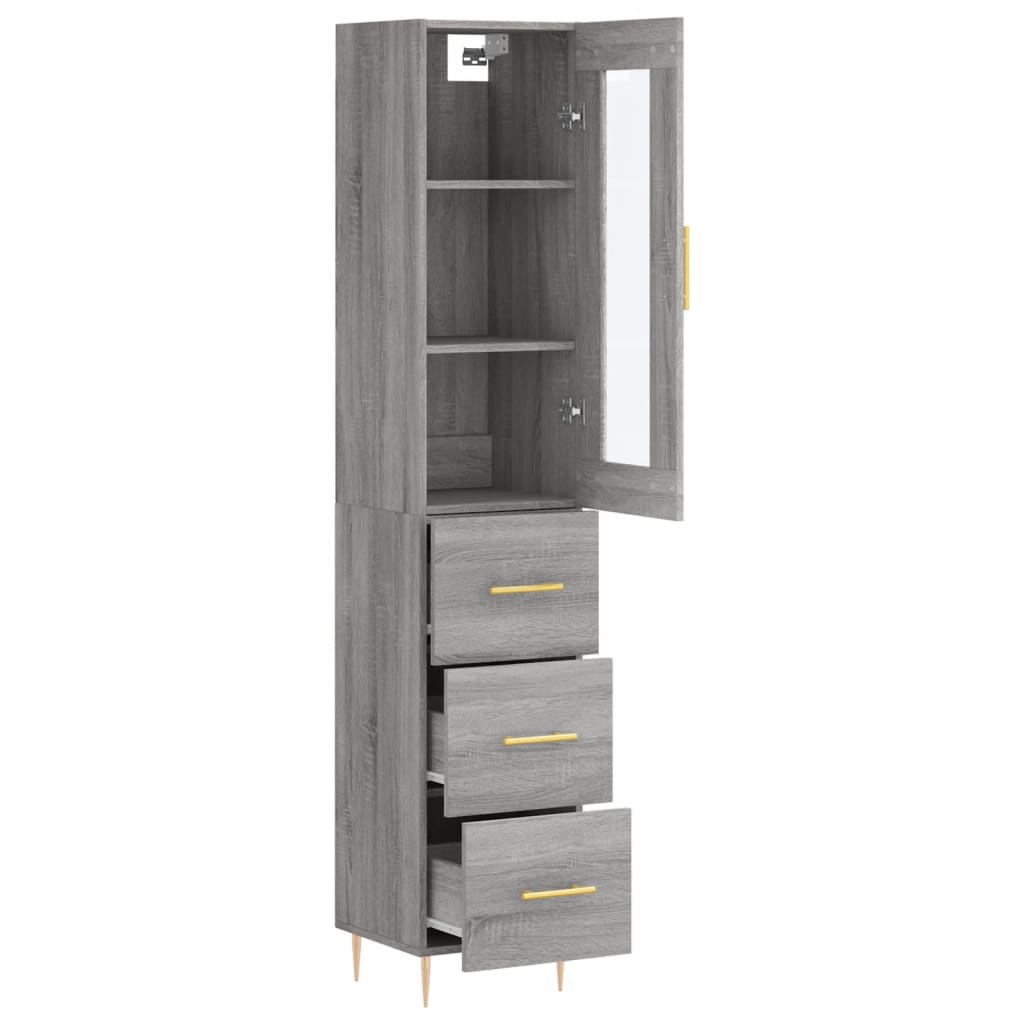 Dulap inalt, gri sonoma, 34,5x34x180 cm, lemn prelucrat — imaginea 4