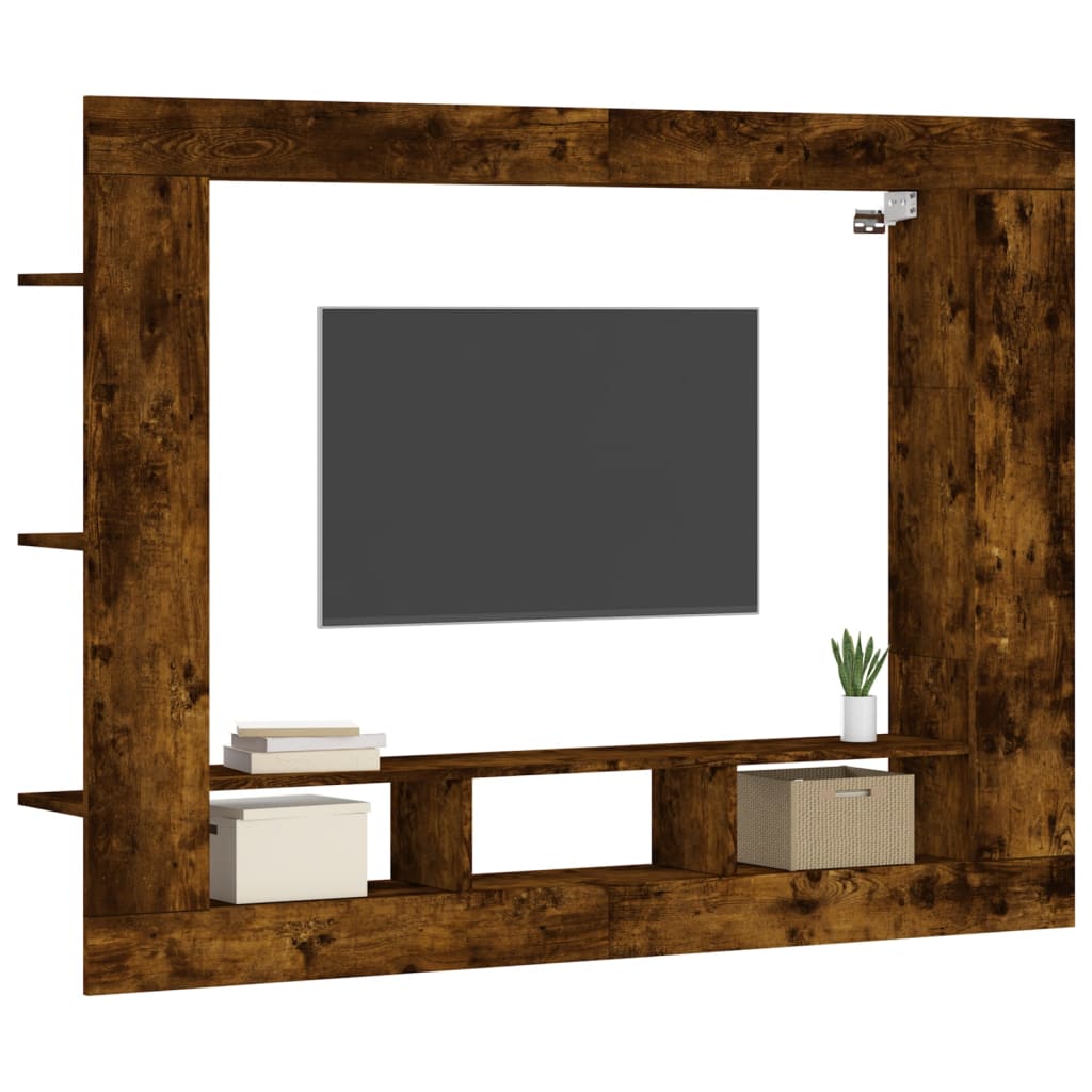 Dulap TV, stejar fumuriu, 152x22x113 cm, lemn prelucrat — imaginea 3