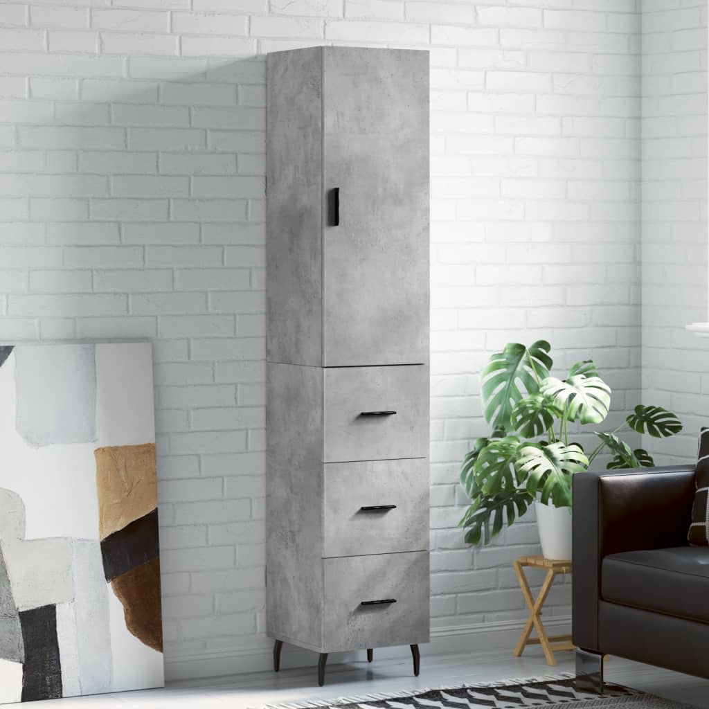 Dulap inalt, gri beton, 34,5x34x180 cm, lemn prelucrat — imaginea 2
