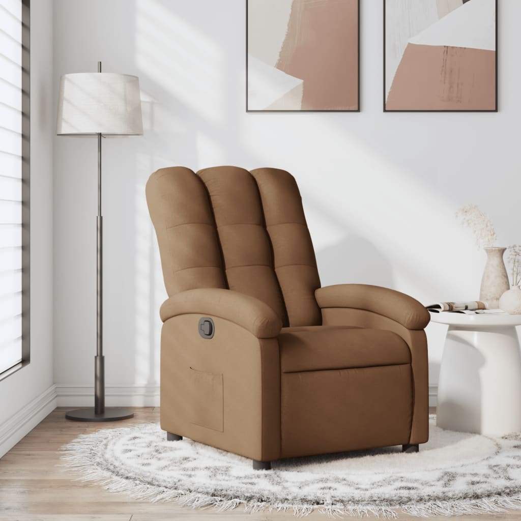 Fotoliu rabatabil, maro, material textil — imaginea 2