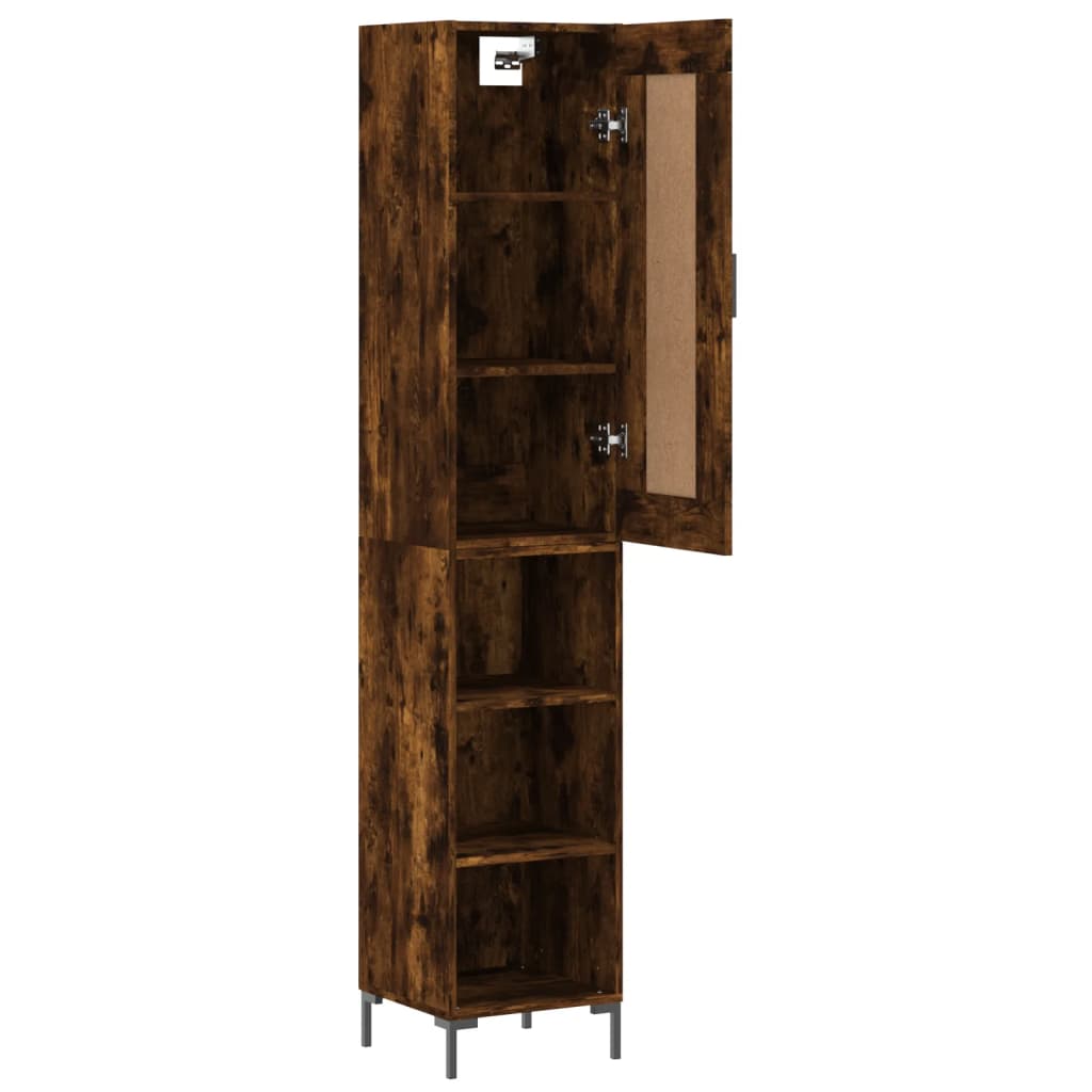Dulap inalt, stejar fumuriu, 34,5x34x180 cm, lemn prelucrat — imaginea 4