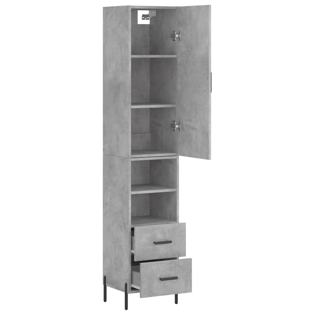 Dulap inalt, gri beton, 34,5x34x180 cm, lemn prelucrat — imaginea 4
