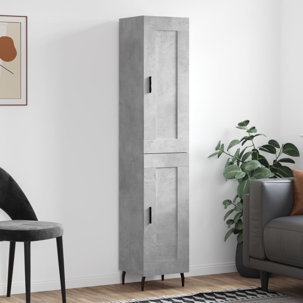 Dulap inalt, gri beton, 34,5x34x180 cm, lemn prelucrat — imaginea 2