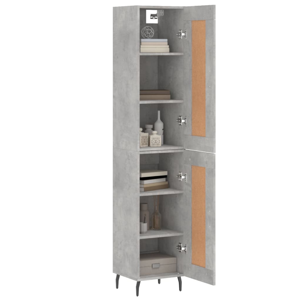 Dulap inalt, gri beton, 34,5x34x180 cm, lemn prelucrat — imaginea 3