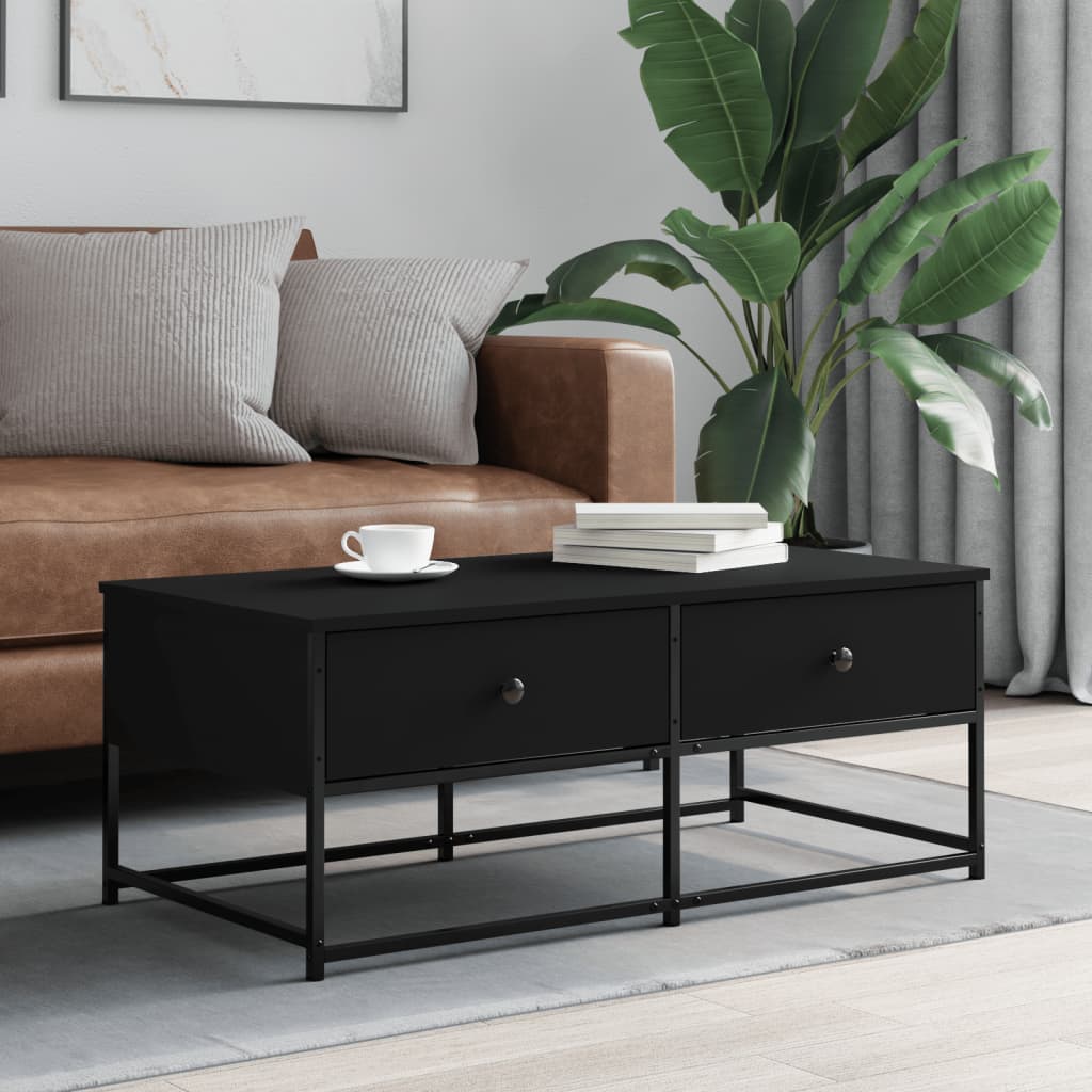 Masuta de cafea, negru, 100x51x40 cm, lemn prelucrat — imaginea 2