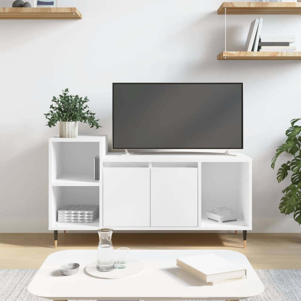 Comoda TV, alb, 100x35x55 cm, lemn prelucrat — imaginea 2