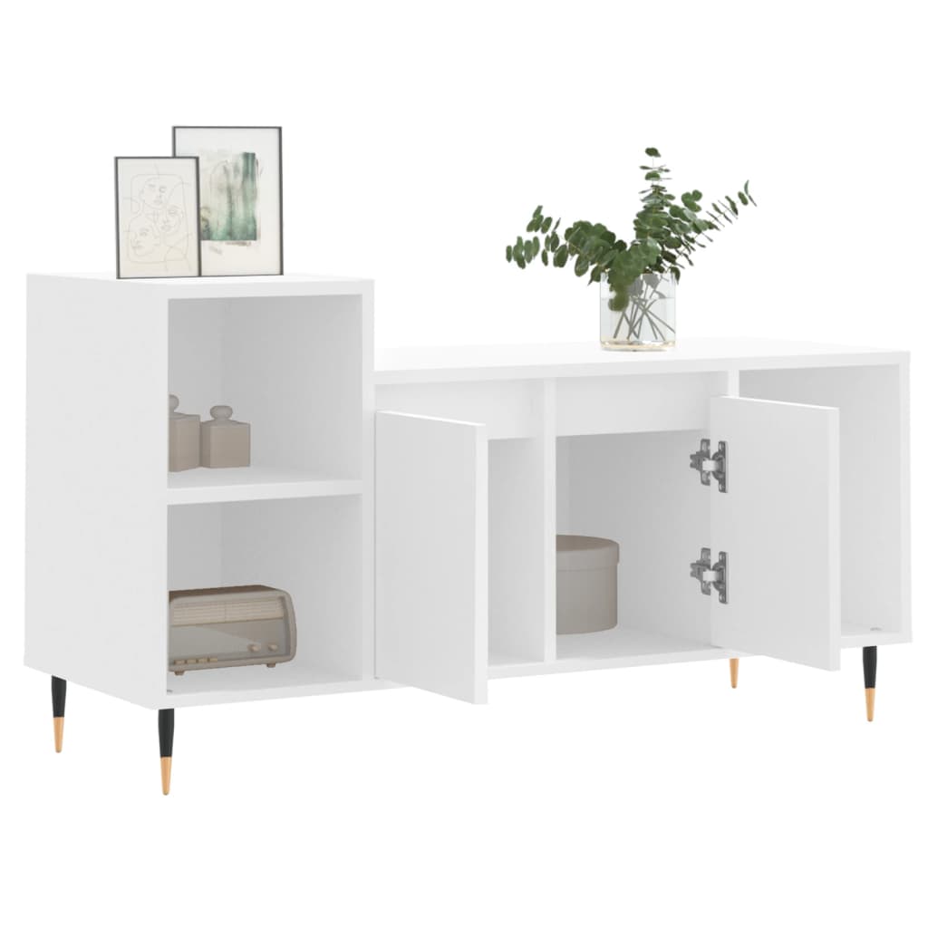 Comoda TV, alb, 100x35x55 cm, lemn prelucrat — imaginea 4