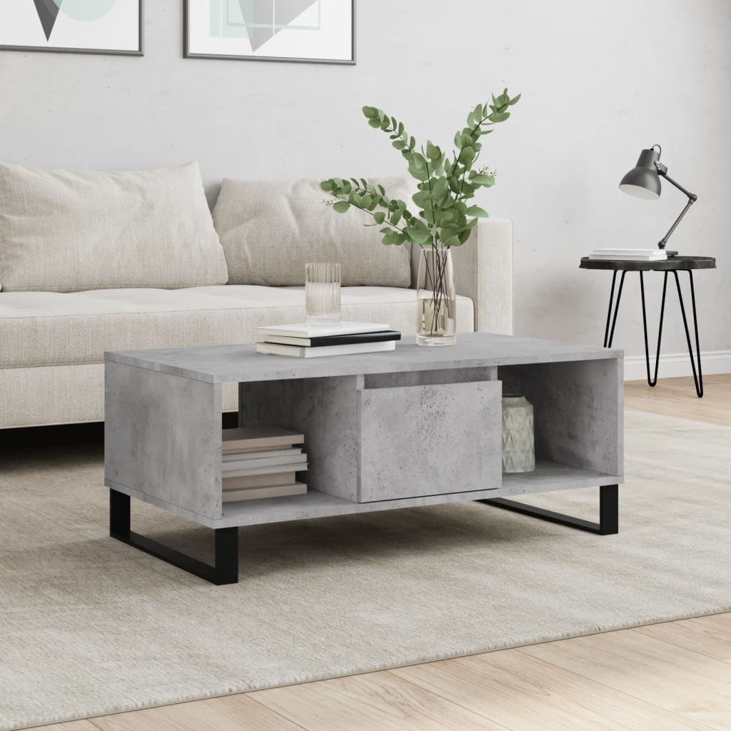 Masuta de cafea, gri beton, 90x50x36,5 cm, lemn compozit — imaginea 2