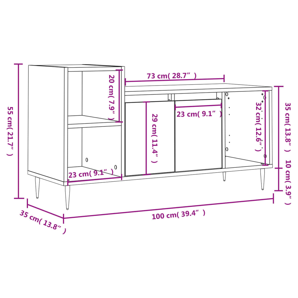 Comoda TV, alb, 100x35x55 cm, lemn prelucrat — imaginea 12