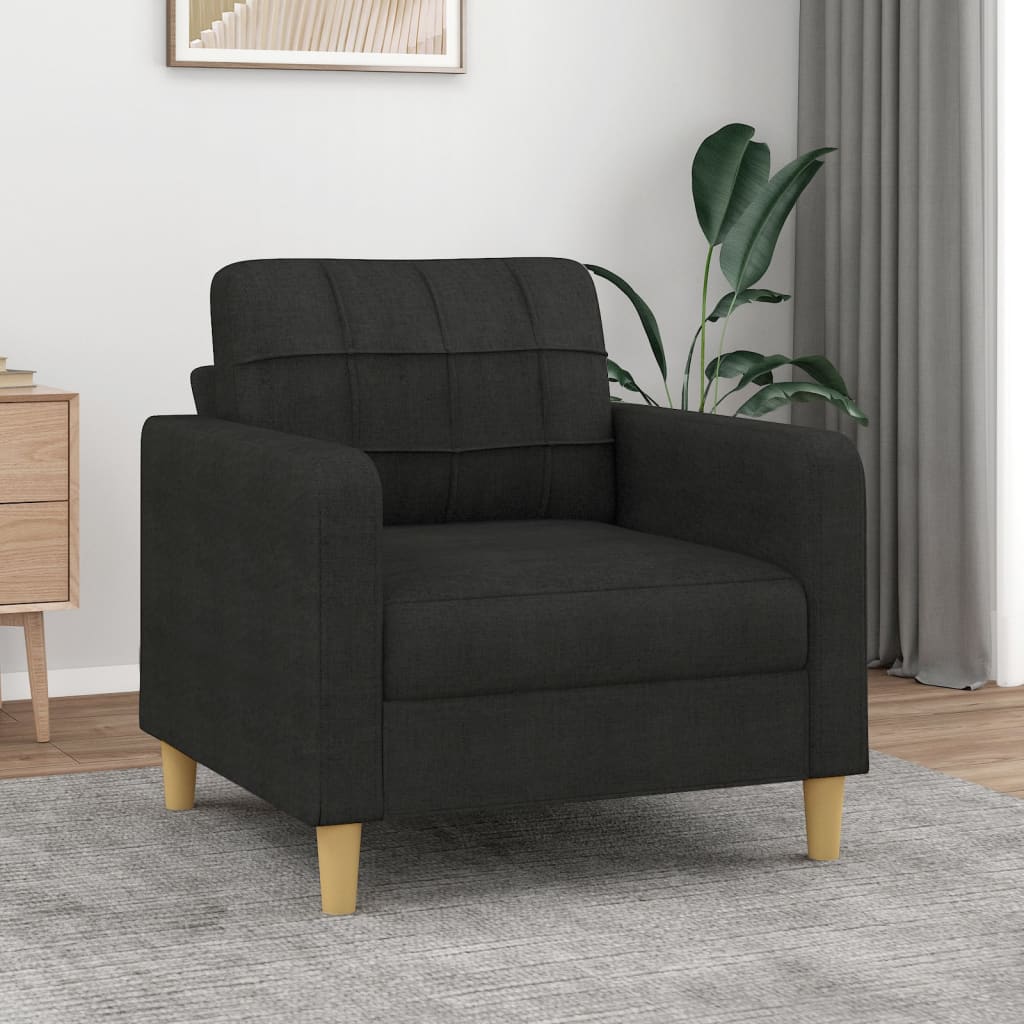 Fotoliu canapea, negru, 60 cm, material textil — imaginea 2