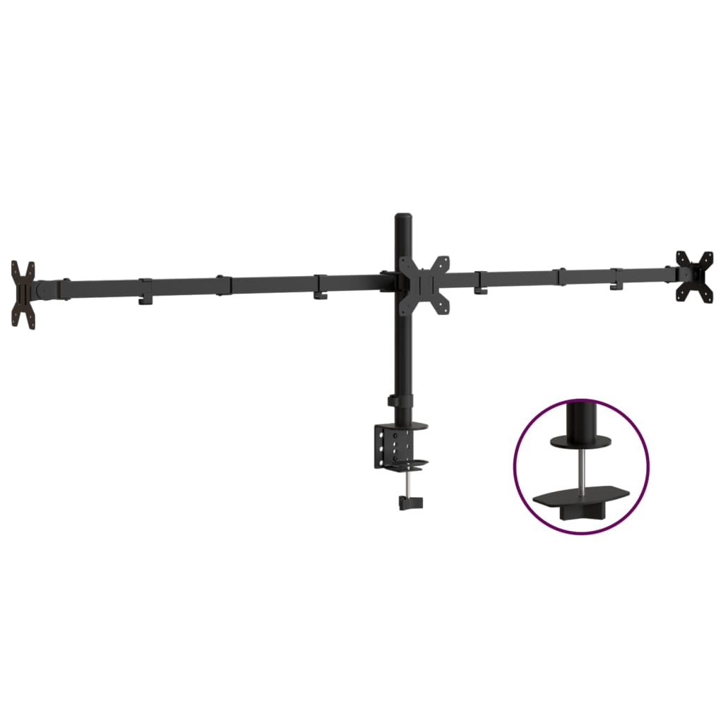 Suport de perete pentru monitor triplu VESA 75/100mm negru otel