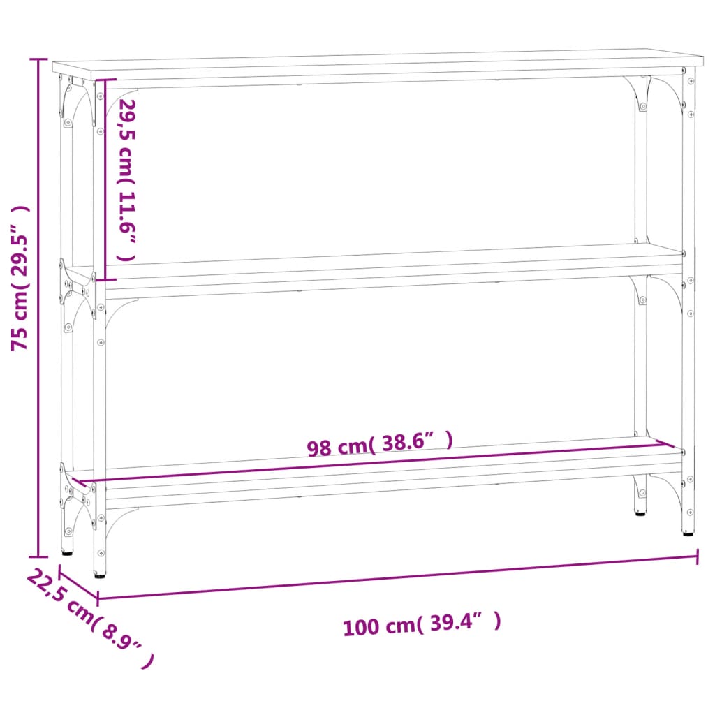 Masuta consola, stejar fumuriu, 100x22,5x75 cm, lemn prelucrat — imaginea 9