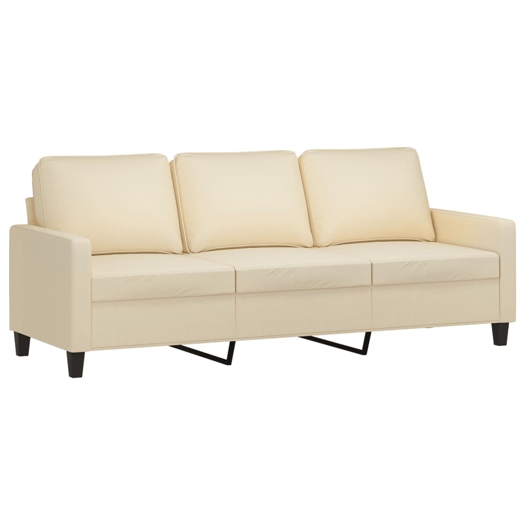 Canapea cu 3 locuri cu taburet, crem, 180 cm, material textil — imaginea 4