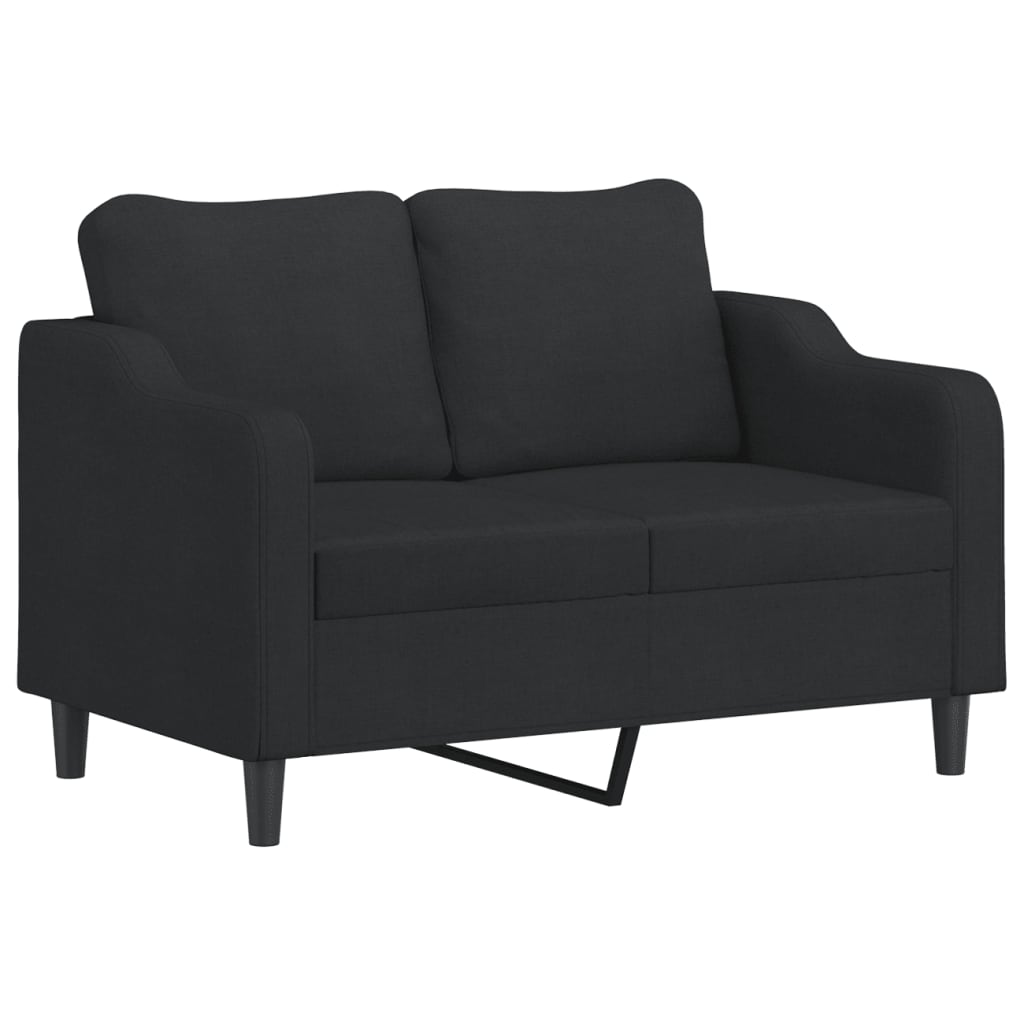 Canapea cu 2 locuri cu pernute, negru, 120 cm, textil — imaginea 4