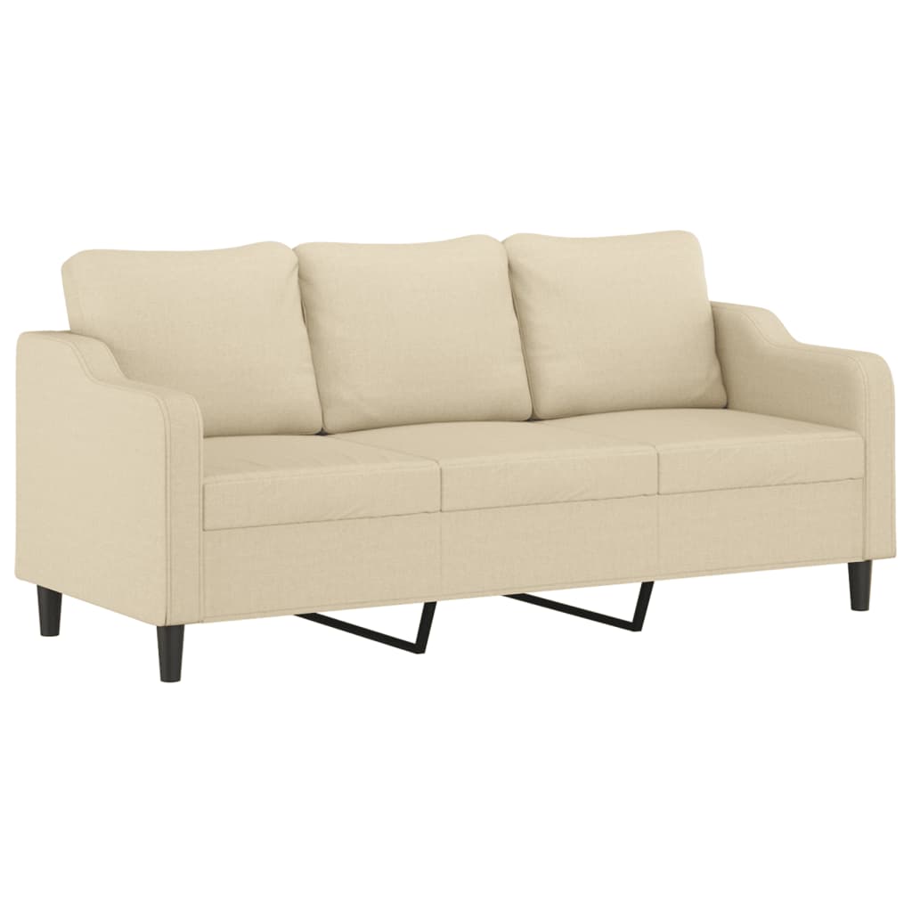 Canapea cu 3 locuri cu pernute, crem, 180 cm, textil — imaginea 4