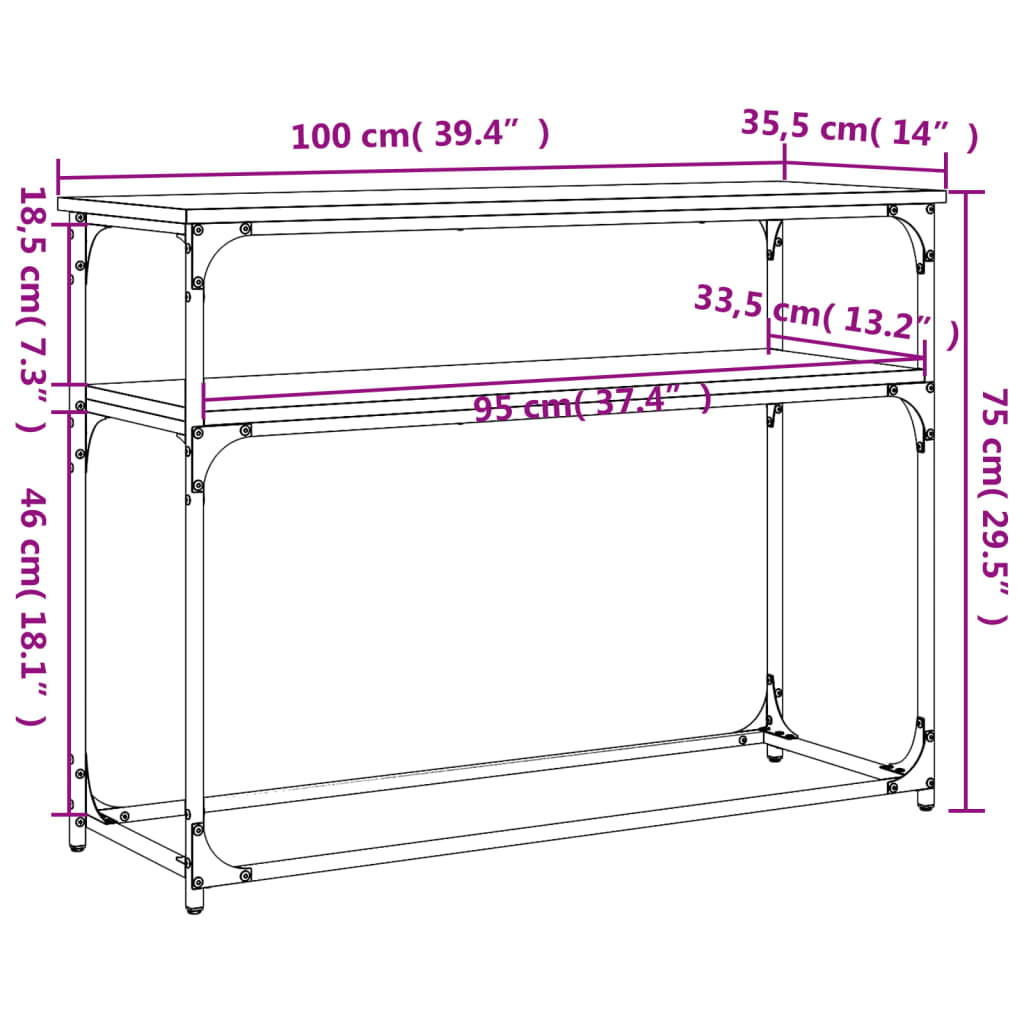 Masuta consola, negru, 100x35,5x75 cm, lemn compozit — imaginea 9