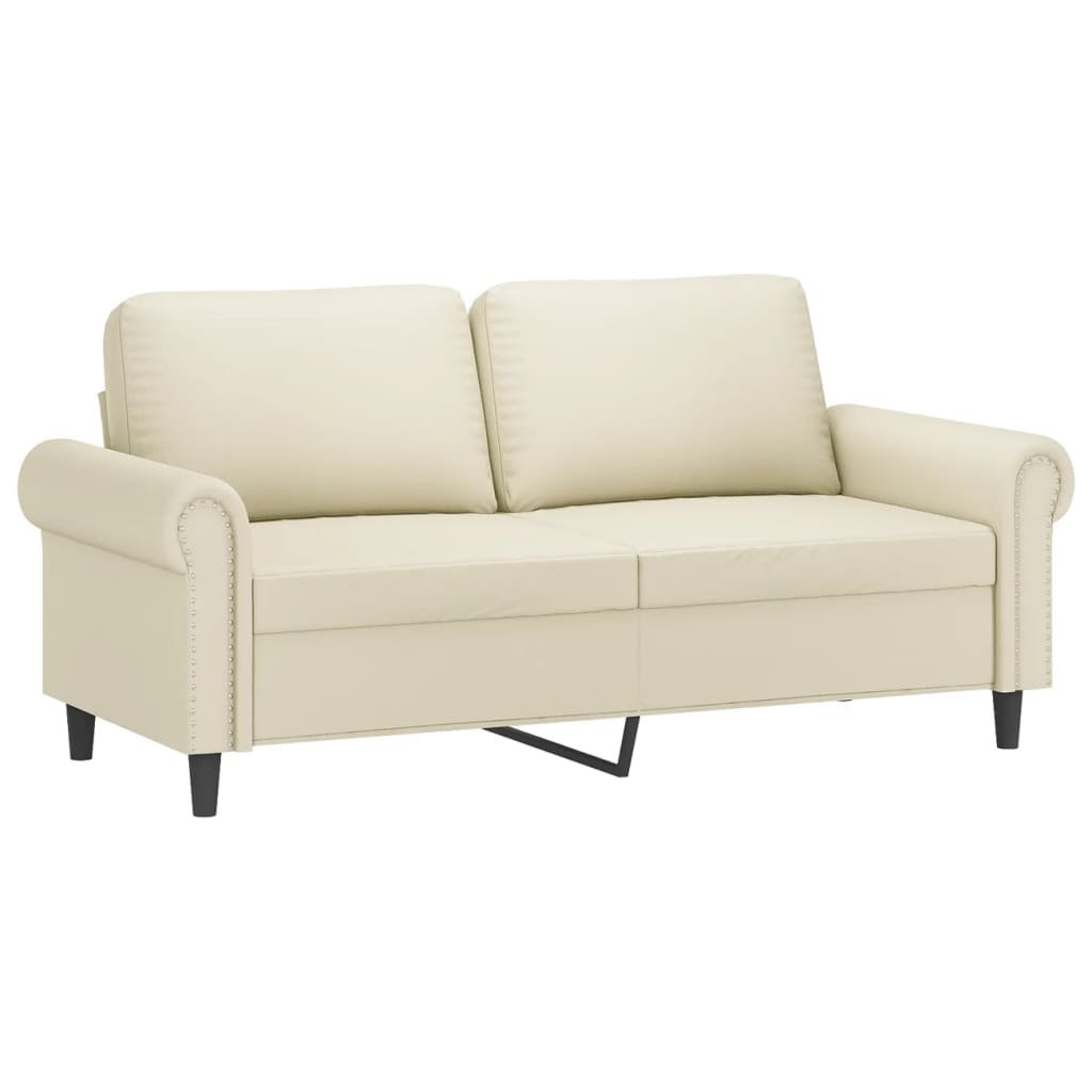 Canapea cu 2 locuri cu pernute, crem, 140 cm, piele ecologica — imaginea 4