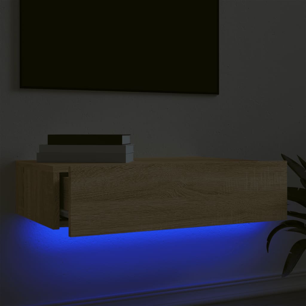 Comoda TV cu lumini LED, stejar sonoma, 60x35x15,5 cm — imaginea 4