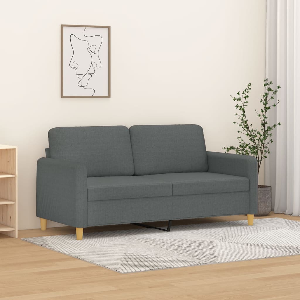 Canapea cu 2 locuri, gri inchis, 140 cm, material textil — imaginea 2