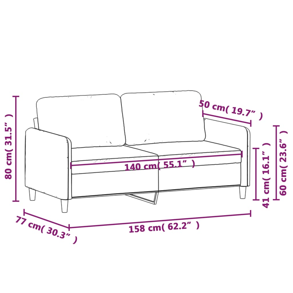 Canapea cu 2 locuri, gri inchis, 140 cm, material textil — imaginea 8