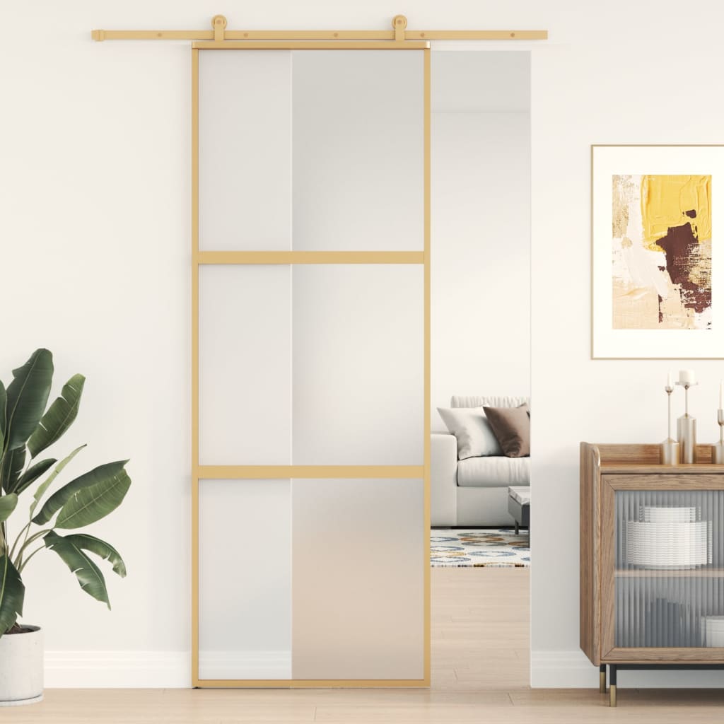 Usa glisanta, auriu, 76x205 cm, sticla ESG mata si aluminiu — imaginea 2