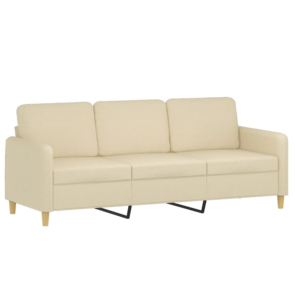 Canapea cu 3 locuri cu pernute, crem, 180 cm, textil — imaginea 4