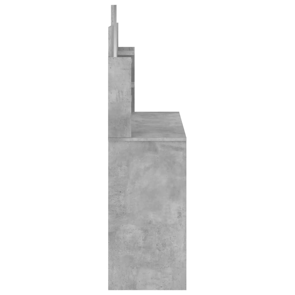 Masa de toaleta cu oglinda, gri beton, 96x39x142 cm - imagine 6