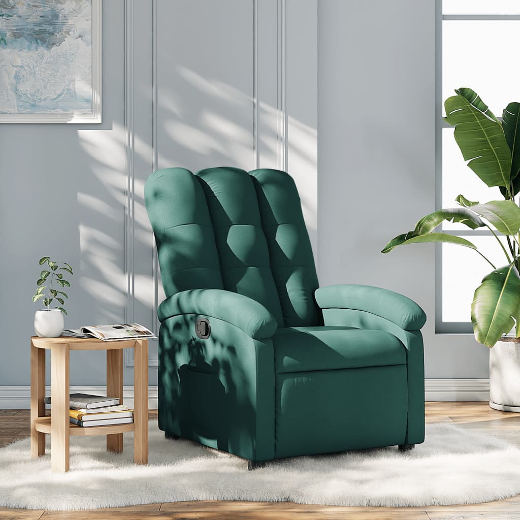 Fotoliu rabatabil, verde inchis, material textil — imaginea 2