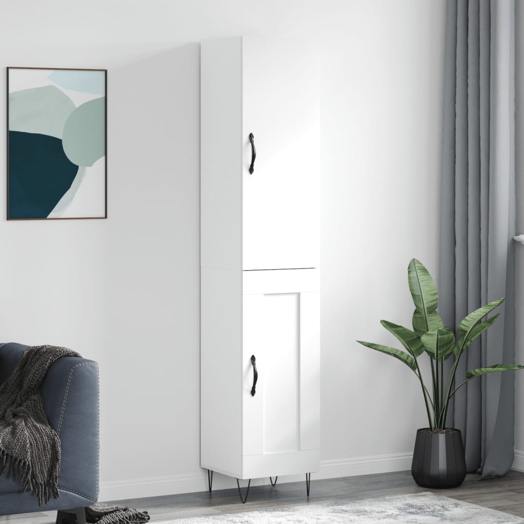 Dulap inalt, alb, 34,5x34x180 cm, lemn prelucrat — imaginea 2
