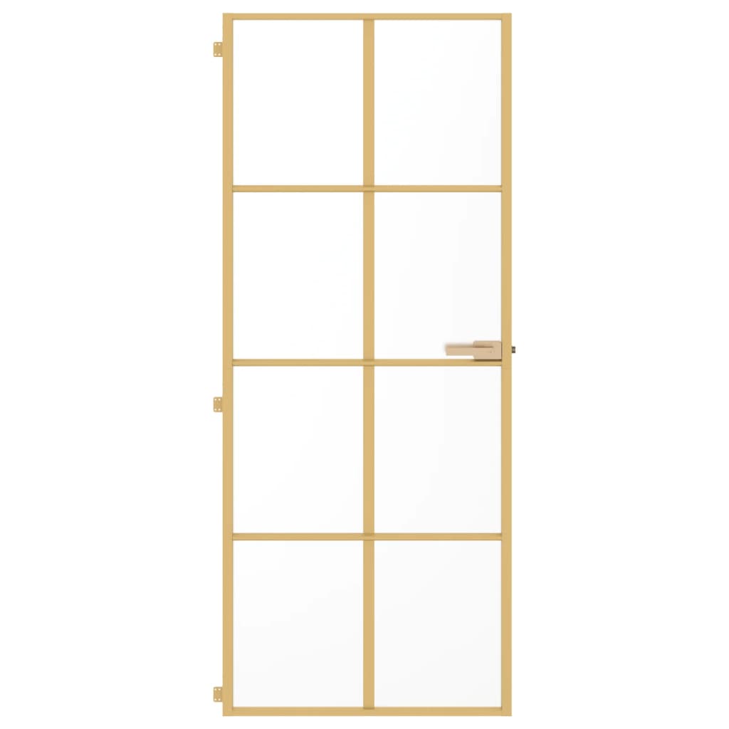 Usa de interior Slim auriu 83x201,5cm sticla temperata/aluminiu, auriu și mat, model 4x2 grilaje — imaginea 3