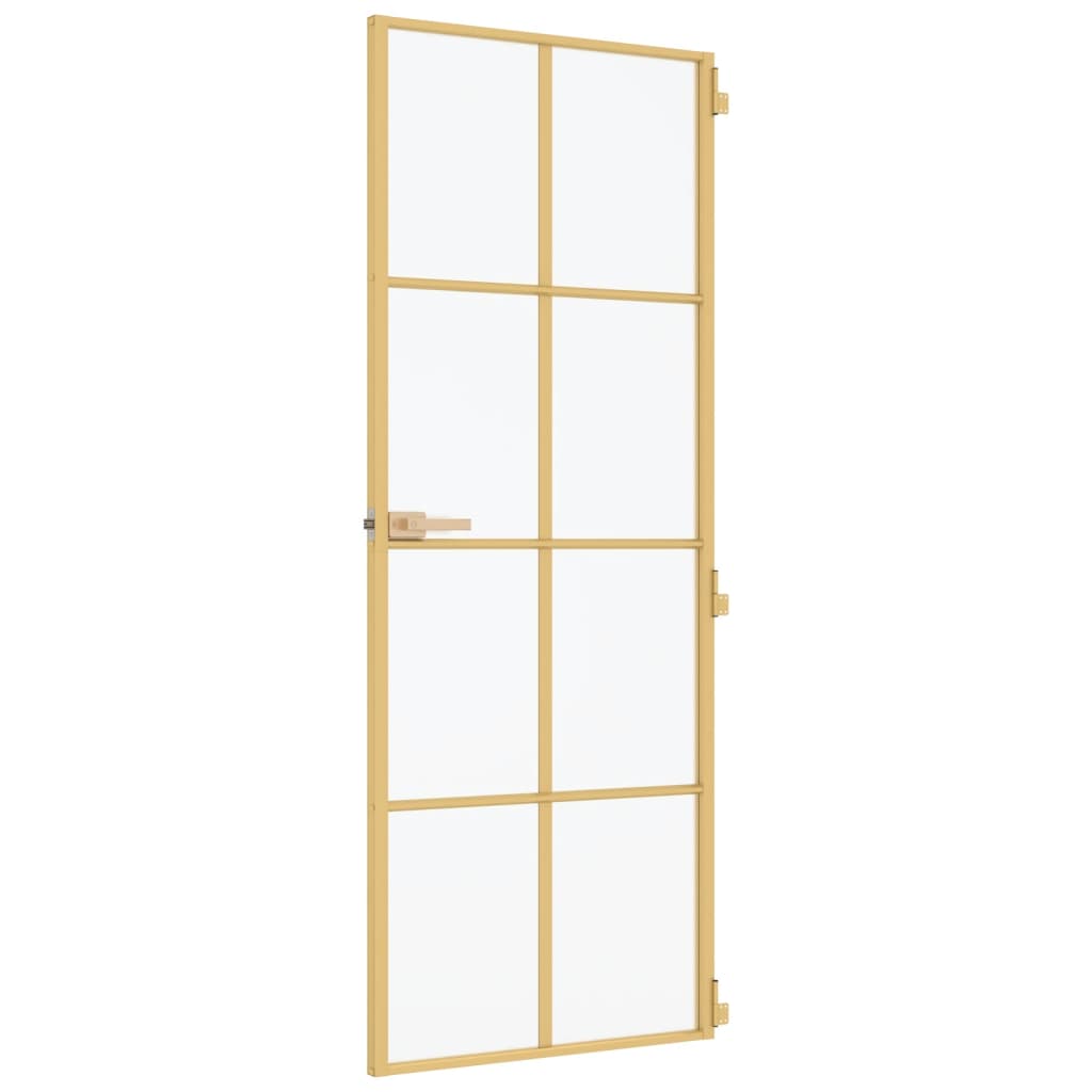 Usa de interior Slim auriu 83x201,5cm sticla temperata/aluminiu, auriu și mat, model 4x2 grilaje — imaginea 5