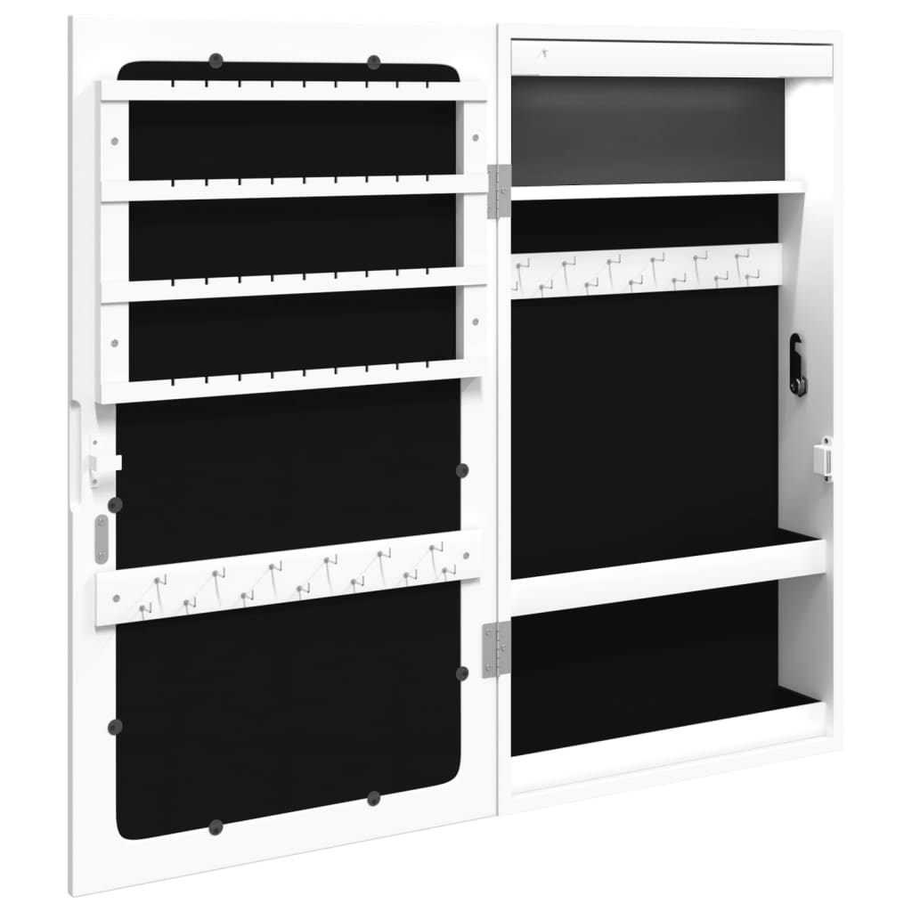 Dulap de bijuterii cu oglinda si lumini LED, de perete, alb — imaginea 7