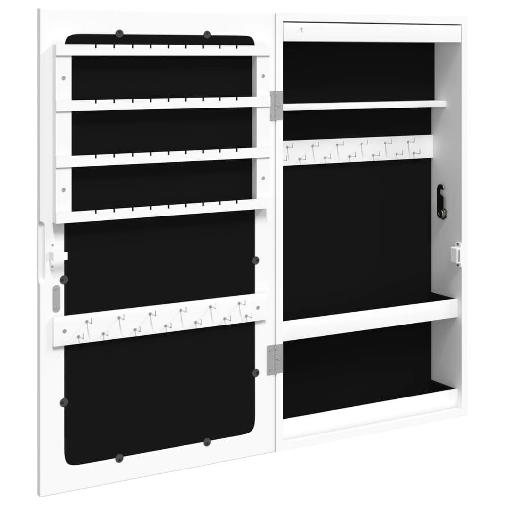 Dulap de bijuterii cu oglinda si lumini LED, de perete, alb — imaginea 8