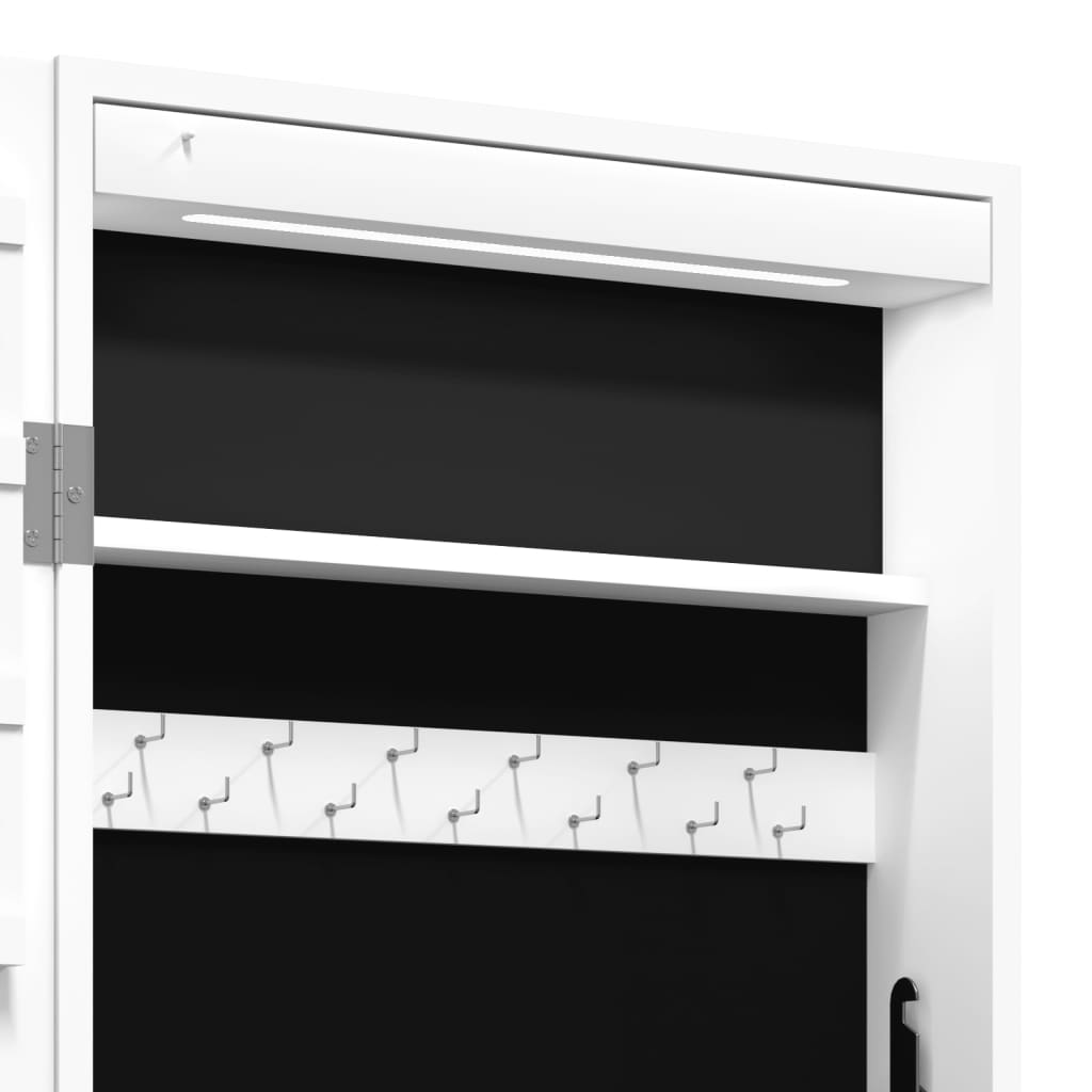 Dulap de bijuterii cu oglinda si lumini LED, de perete, alb — imaginea 11