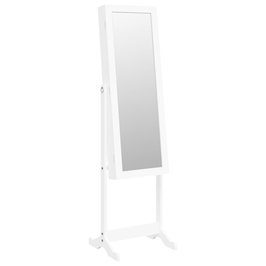 Dulap autonom de bijuterii, cu oglinda si lumini LED, alb