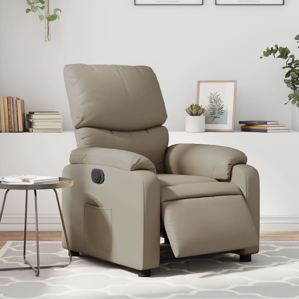 Fotoliu rabatabil electric, cappuccino, piele ecologica — imaginea 2
