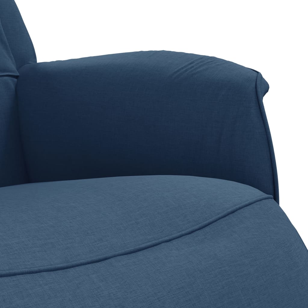 Fotoliu rabatabil cu suport de picioare, albastru, textil — imaginea 7