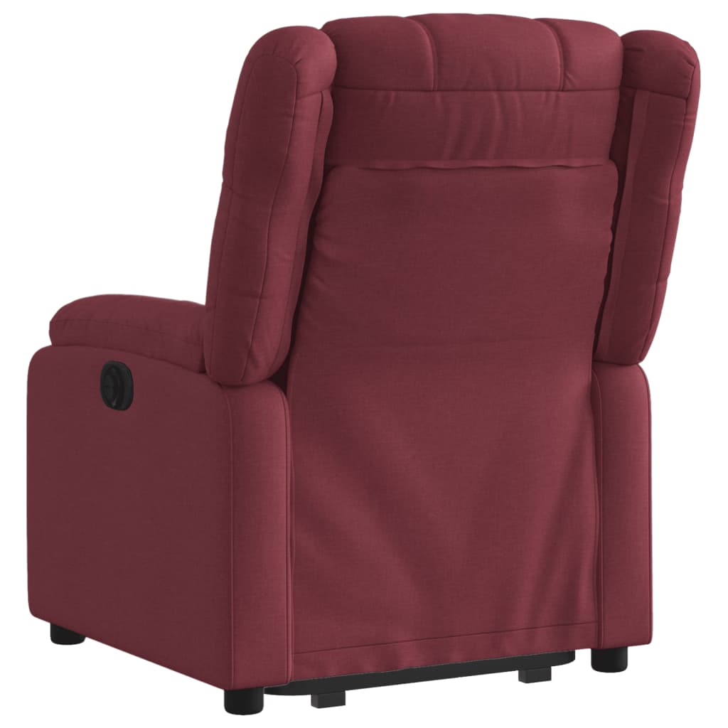 Fotoliu electric rabatabil cu ridicare, rosu vin, textil — imaginea 4