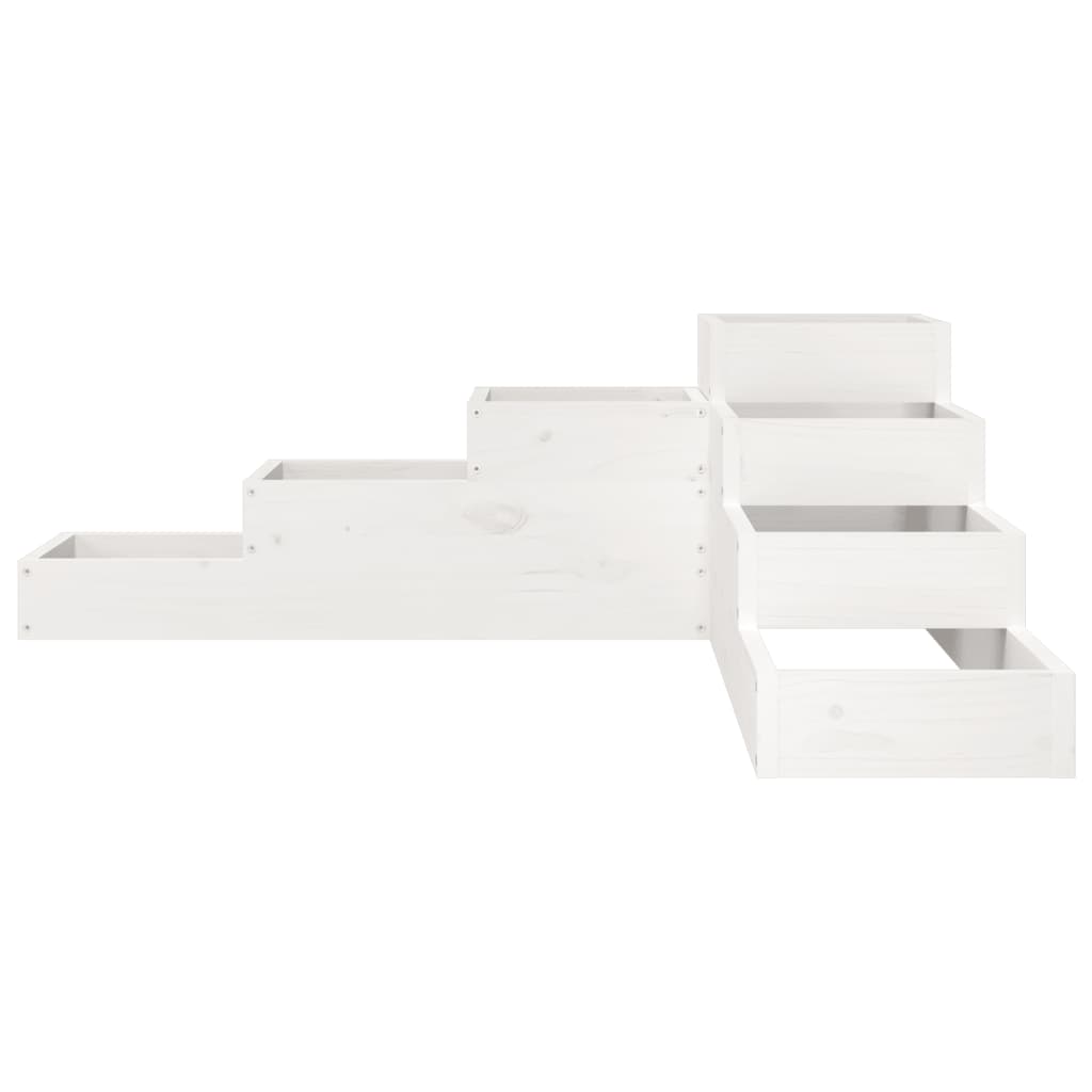 Jardiniera gradina cu 4 niveluri, alb, 106x104,5x36 cm lemn pin — imaginea 4