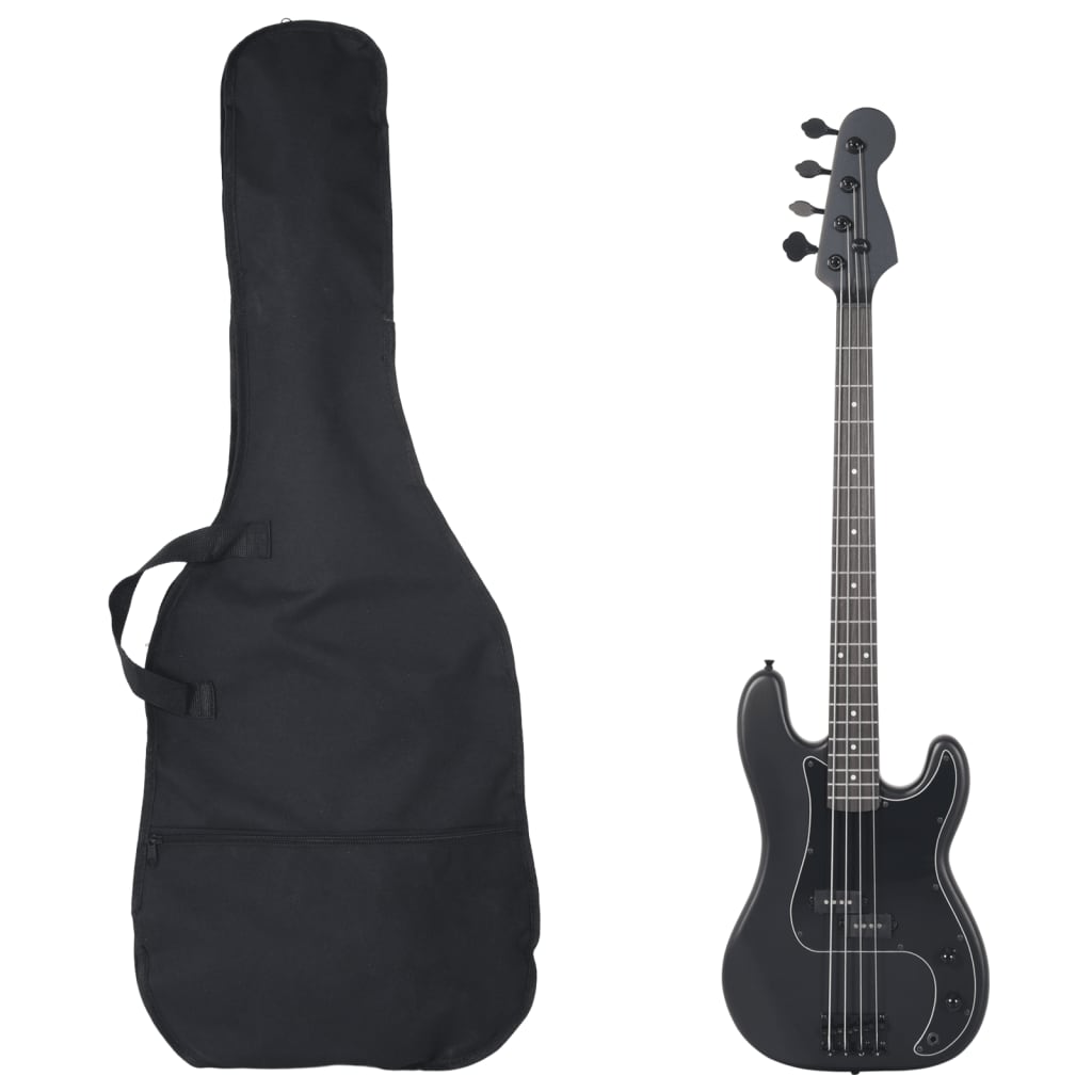 Chitara bass electrica incepatori, cu husa, negru, 4/4 46"