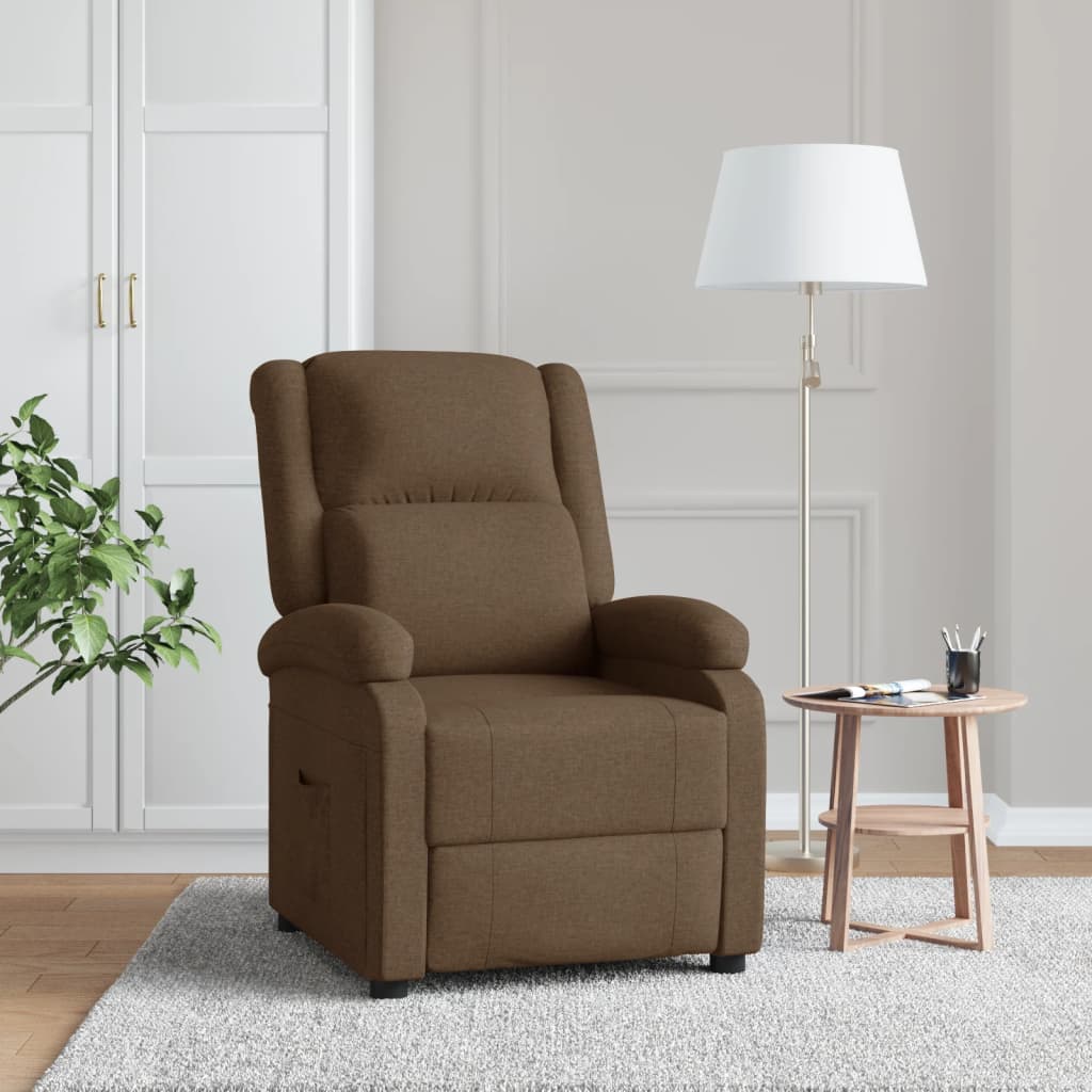 Fotoliu rabatabil, maro, material textil — imaginea 2
