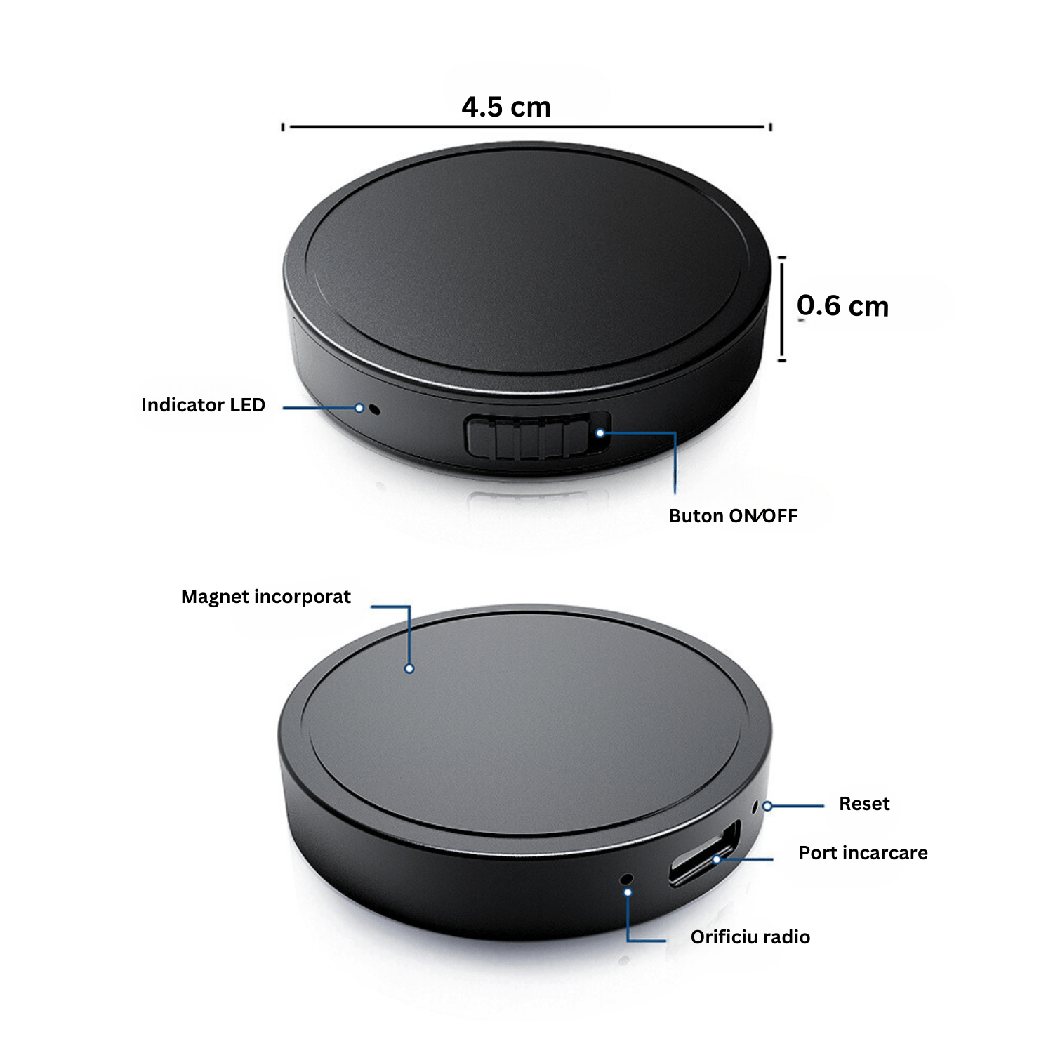 Reportofon magnetic cu microfon ascuns, activare vocala, MP3 Player, 128GB, negru - ZH007 - 2 | YEO