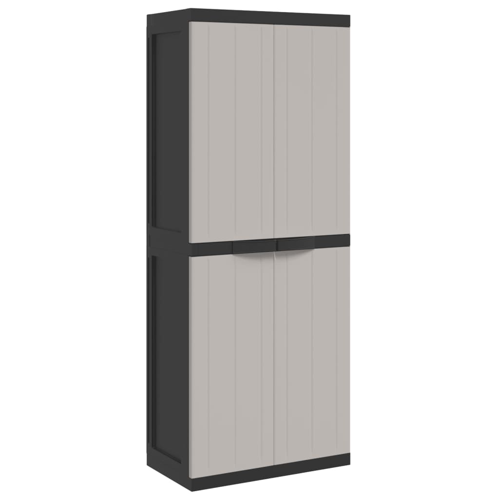 Dulap depozitare de exterior, gri și negru, 65x37x165 cm, PP, mărime 65x37x165 cm (31x31 cm)