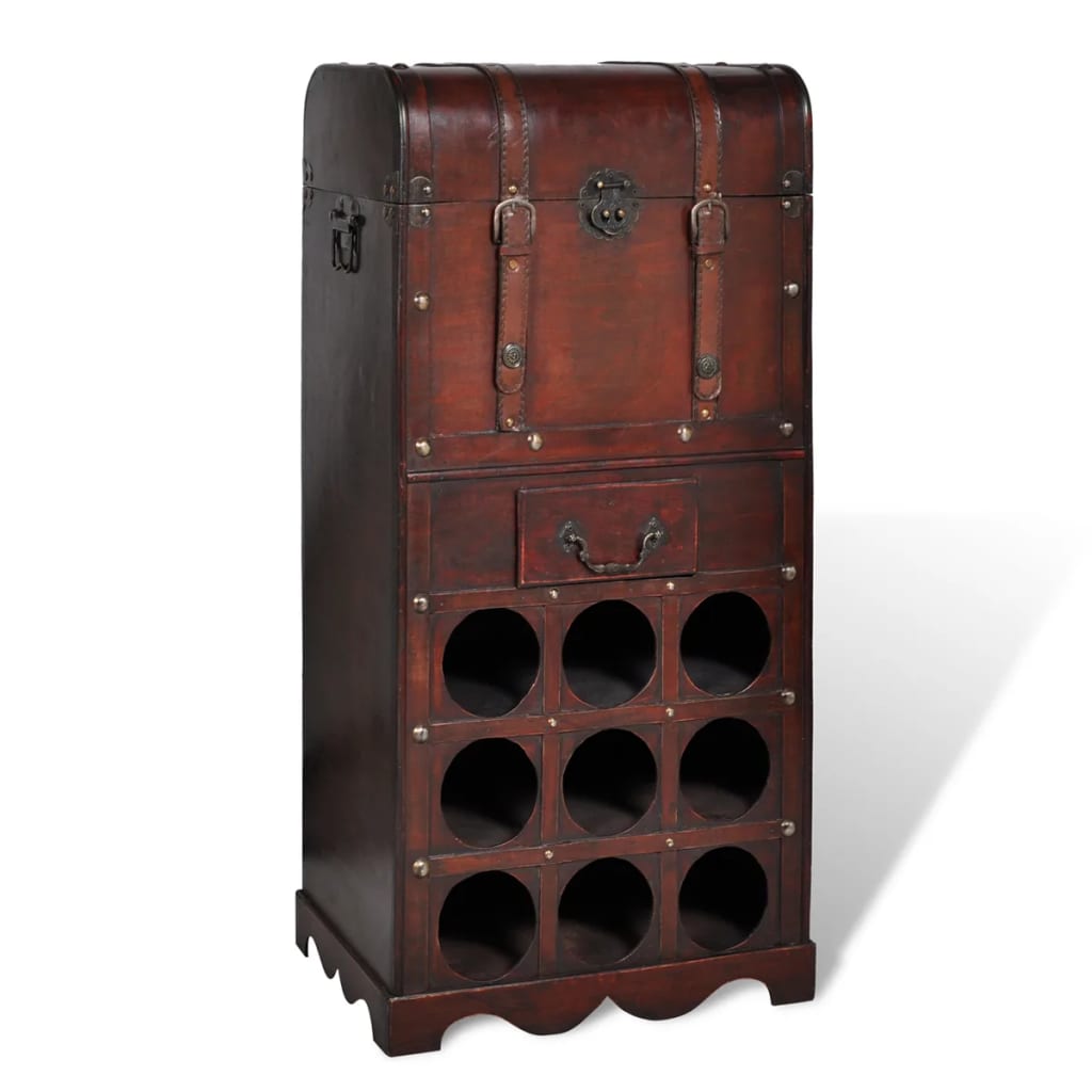 Suport sticle vin pentru 9 sticle, lemn, spatiu de depozitare