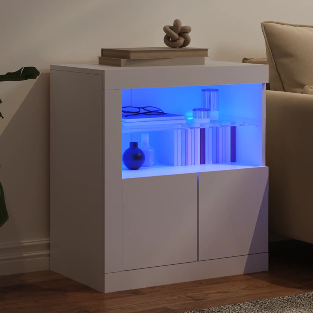Servanta cu lumini LED, alb, 60,5x37x67 cm — imaginea 4