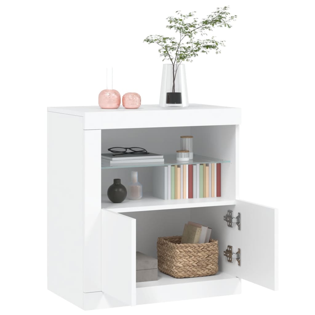 Servanta cu lumini LED, alb, 60,5x37x67 cm — imaginea 5