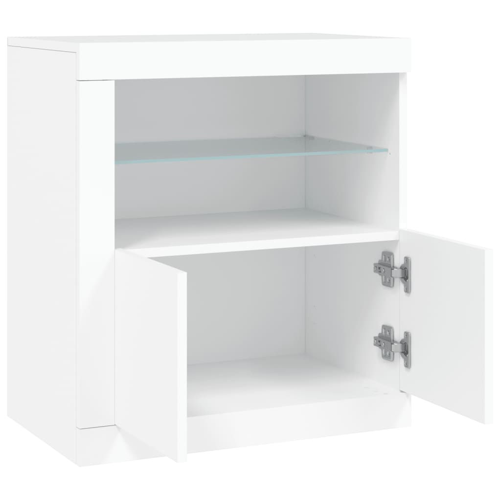 Servanta cu lumini LED, alb, 60,5x37x67 cm — imaginea 7