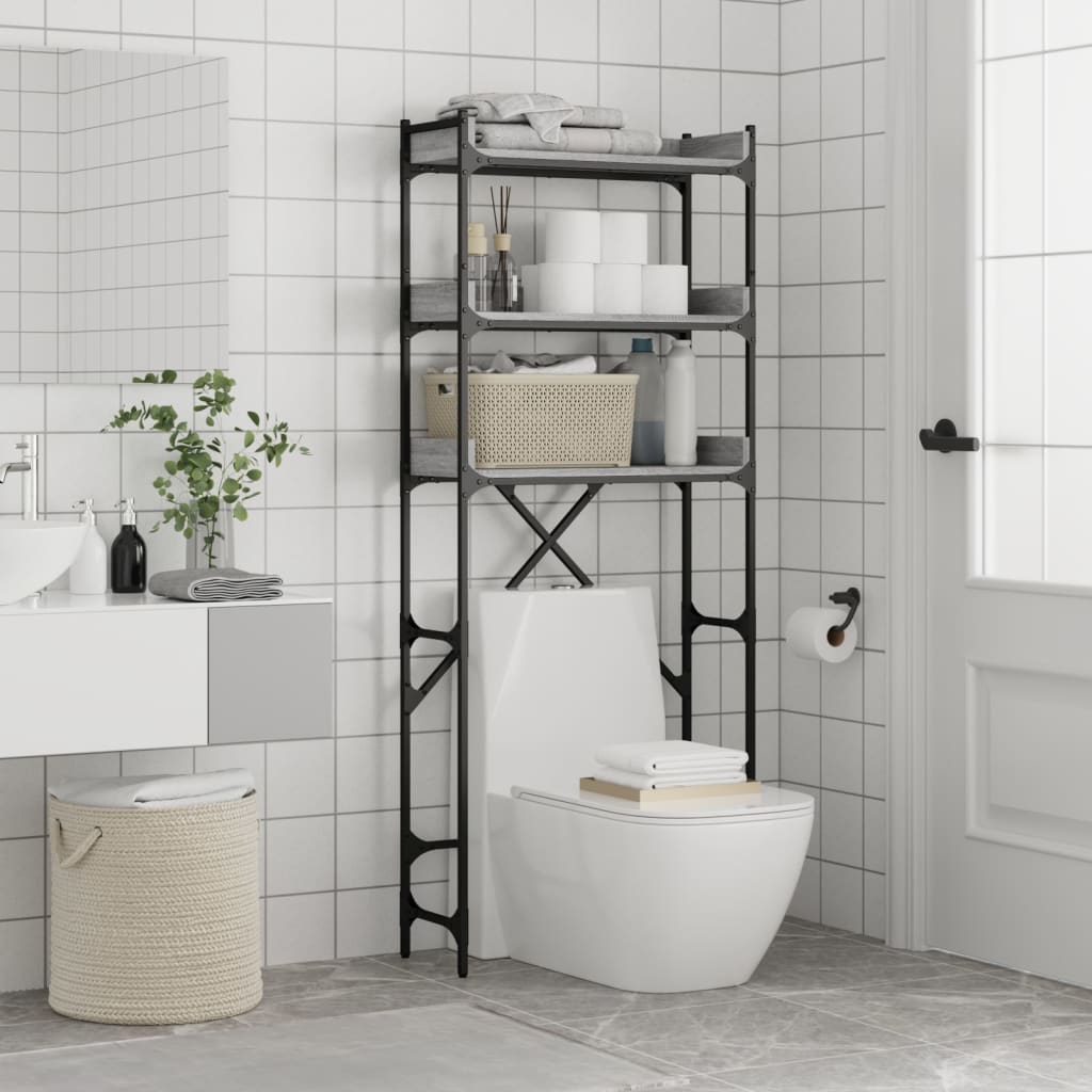 Dulap masina de spalat, gri sonoma, 67x25x163 cm lemn prelucrat — imaginea 4