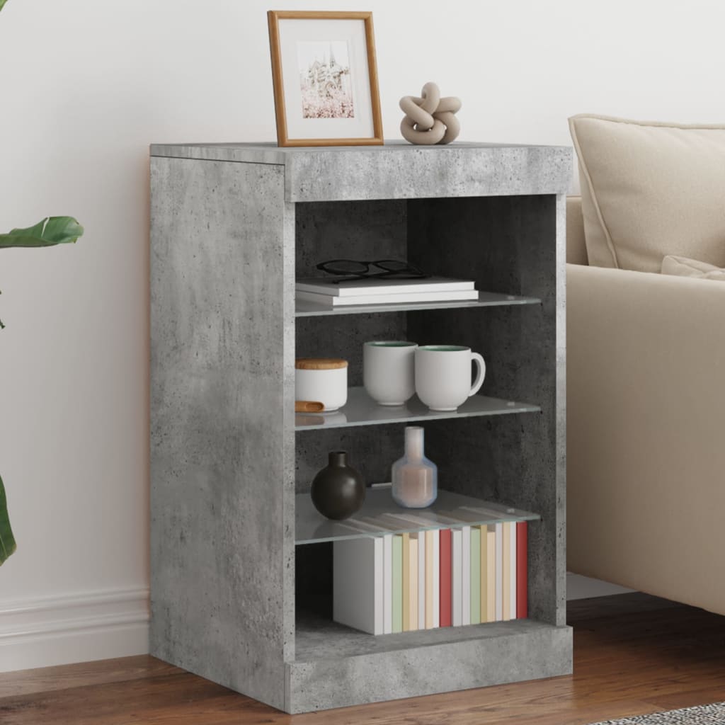 Servanta cu lumini LED, gri beton, 41x37x67 cm — imaginea 2